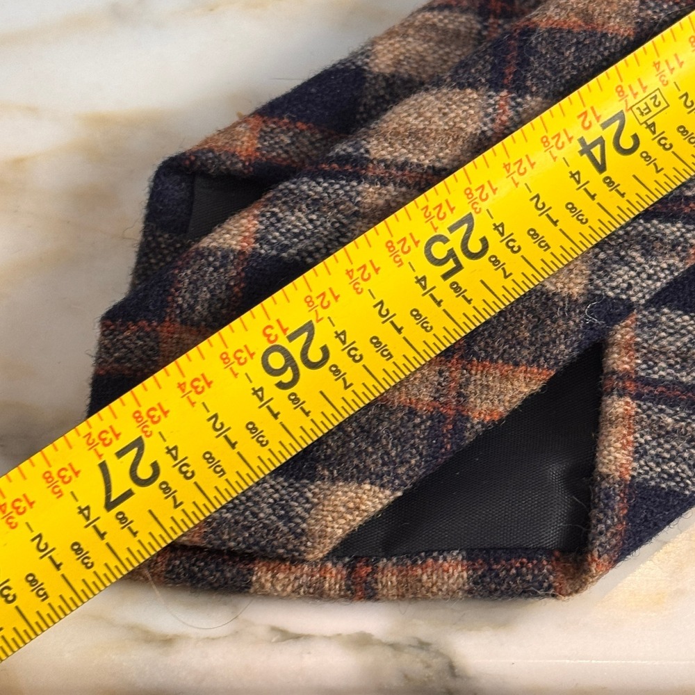 Pendleton Necktie Mens OS Blue Tan Excellent Plaid Virgin Wool Classic Tie - Picture 4 of 4